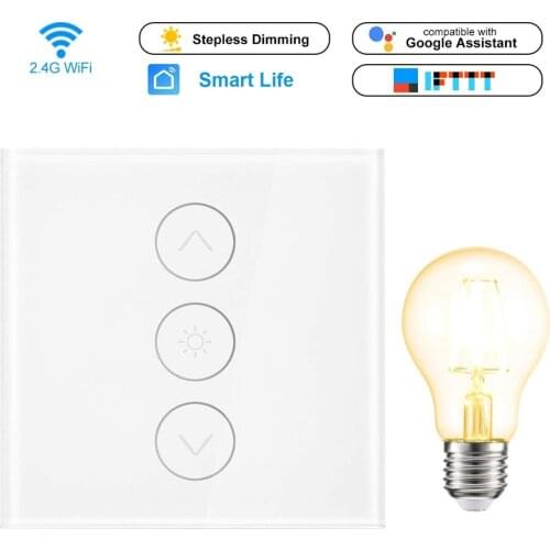 WiFi Smart Touch Control Stepless Dimmer Switch 400W EU UK Standard timer switch works with Alexa Google IFTTT App smart life