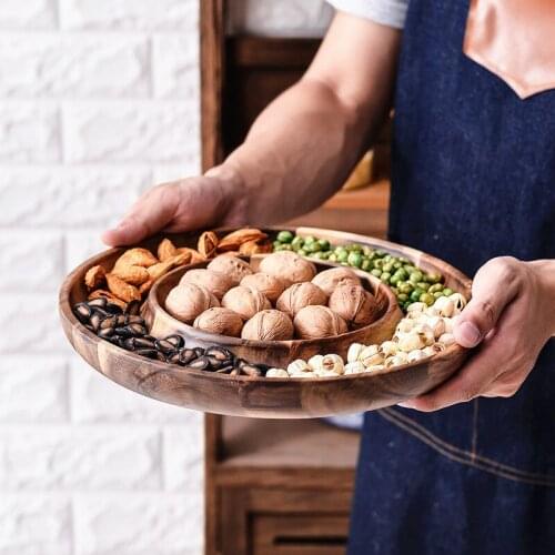 Vintage Dinnerware Acacia Solid Wood Nut Snack Plate Candy Dish Japanese Storage Tray Wooden Serving Platter новогодние тарелки