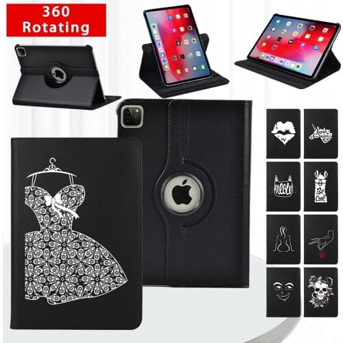 360 Rotating Cover Case for Apple Ipad Air 3 10.5" 2019/Air 4 10.9" 2020/Air 1 Air 2 9.7" White Picture Anti-fall Tablet Case