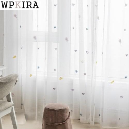 Cartoon Kids Girls Room Curtain Candy Embroidery Voile for Living Room Sheer Curtain Mesh Fabric Bay Window Drape S491#C