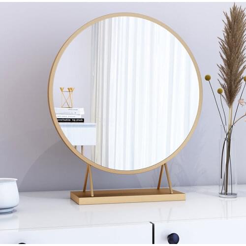 Makeup mirror Nordic gold / white Metal round wall vanity mirror home decorative bedroom dresser large Desktop mirrors mx9261728