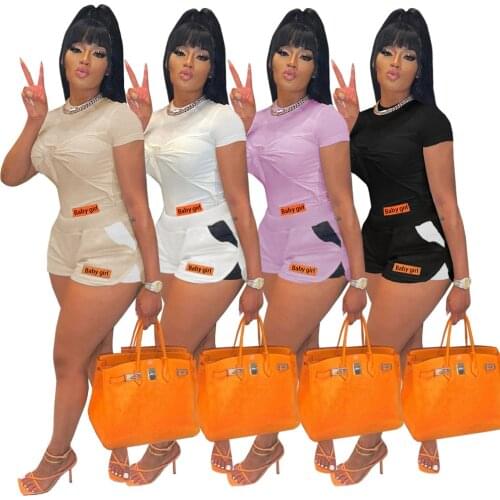 Echoine Women letter Butterfly Festival Two Piece Set t-shirt Top and Biker Shorts Active Tracksuit Summer Sexy Casual Outfits