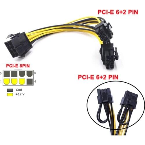1pcs PCI-Express PCIE 8 Pin To Dual 8 (6+2) Pin VGA Graphic Video Card Adapter Power Supply Cable Pci-e Power Cable 20cm