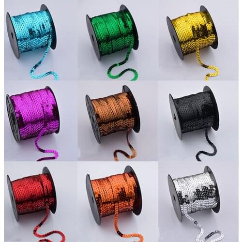 100yards/roll 6mm diameter flat Round PVC sequins Ribbon Paillettes sewing on trims for crafts, Women clothing Accessories