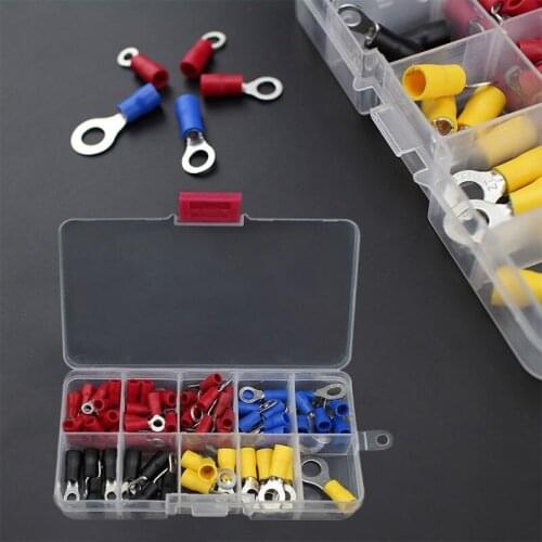 102PCS 10Kinds RV Ring Terminal Electrical Crimp Connector Kit Set With Box Copper Wire Insulated Cord Pin End Butt