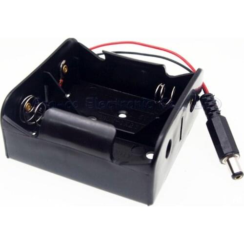 2pcs 2 Pack D Size Battery Case Holder 2 x 1.5V Battery Storage Box with 5.5*2.1mm DC Plug