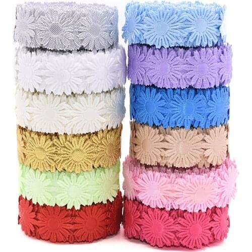 5/10/20Yards 18mm Mini Daisy Flowers Shape Embossed Hollow Lace Trim Ribbon Wedding Decoration Sewing Applique DIY Accessories8z