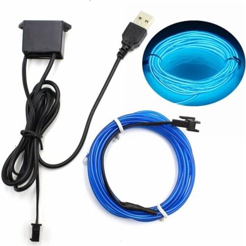 1/2/3/5/10M EL Wire With 5V USB Controller Neon Light LED lamp Flexible Twinkle Glow Rope Tube Wire Waterproof LED Strip