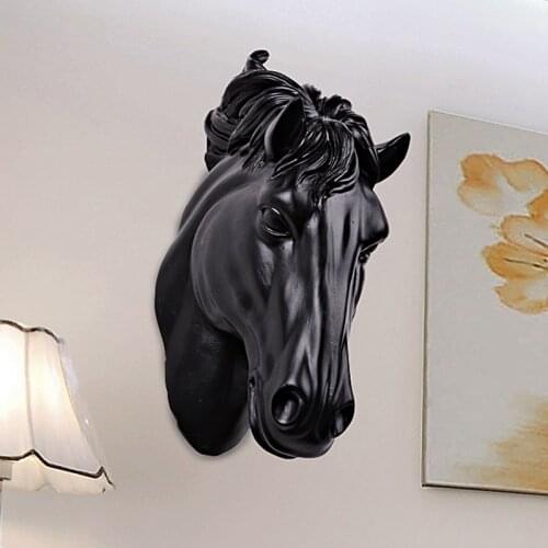 HORSES HEAD WALL HANGIN 3D ANIMAL DECORATIONS ART SCULPTURE FIGURINES RESIN CRAFT HOME LIVING ROOM WALL DECORATIONS