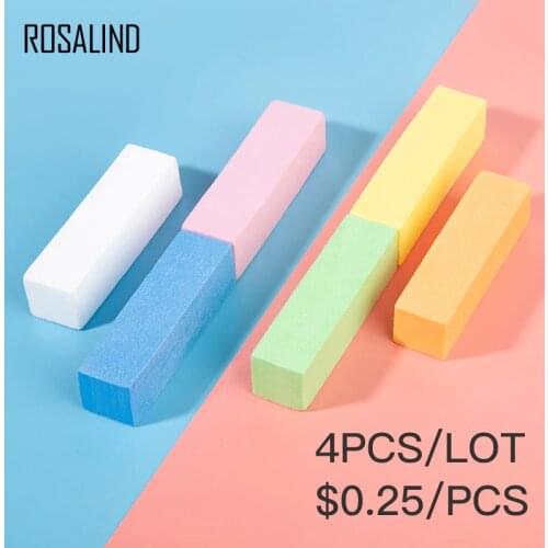 ROSALIND 4Pcs/Lot Nail Tools Buffer File Block All for Manicure Buffing Sanding Polish White profession Nail Art limas Nail File