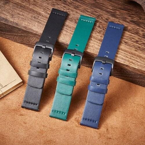 Leather Strap for Samsung Gear S3 Frontier/Classic/Galaxy Watch 46/3 45mm Quick Release Bracelet Watchband 20mm 22mm Wristband