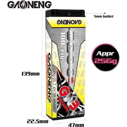 GAONENG GNB 7.4v 6500mAh 100C MAX 200C LiPo Battery For Remote Control Car Racing Spare Parts With Shell Upgrade LiHV 2S Battery