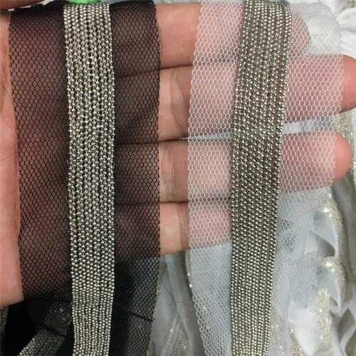 Metal Beaded lace trim Diy craft clothing decorative accessories sew on lace trimming motif patches for clothing