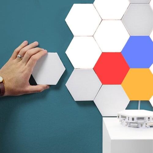 Colorful home decoration wall lamp LED touch night light hexagonal module quantum light creative magnetic honeycomb light