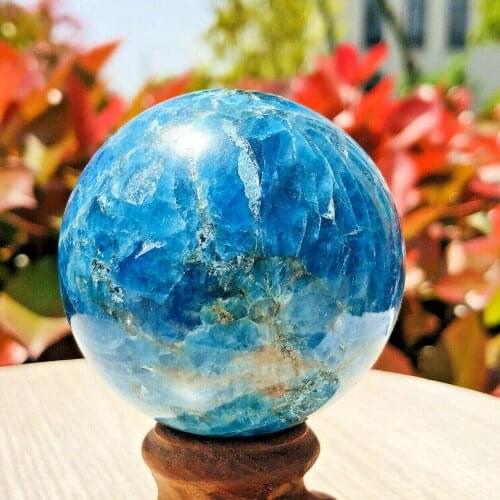 55-60mm Natural blue apatite stone sphere crystal reiki healing ball