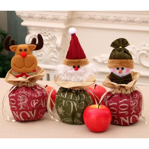 New large Christmas gift bag for children Linen closed Apple bag Christmas Eve candy bag gift bag
