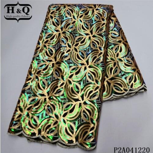 H&Q 2021 latest twinkling african lace fabric with sequins embroidery french mesh tulle popular nigerian net for party dress