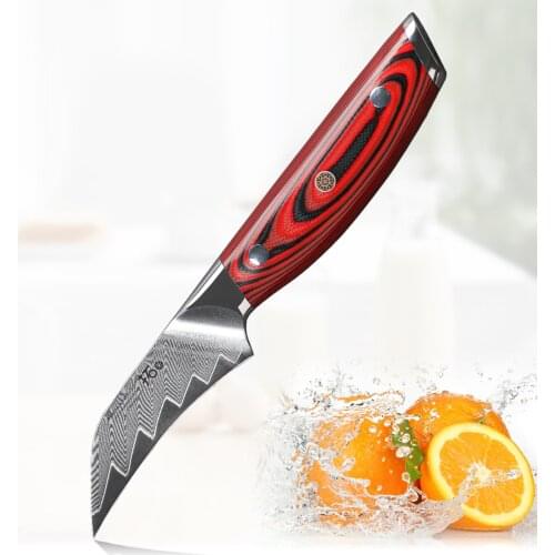 TURWHO 3.5" inch Paring Knife Japanese Damascus Steel VG-10 Ergonomic Mosaic Rivet G10 Handle Fruit Peeling Kitchen Knife