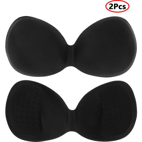 2Pcs Push Up Boobs Tape Padded Sponge Bra Pads Washable Reusable Women Breast Enhancers Inserts Padding Bikini Top Bra Cushions