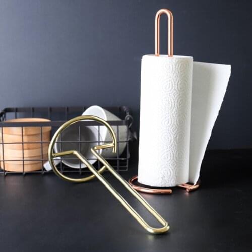 Standing Paper Towel Holder for Kitchen, Toilet, Pantry and Bathroom, Modern Decorative Countertop Rolls Holder- Gold