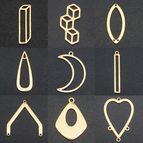 5pcs/Lot Earring Charms Making Gold Color 100% Stainless Steel Irregular Geometric Pendant Diy Jewelry Making Findings