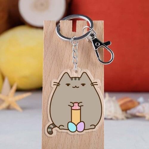 Neko Atsume Kiten Very Cute cat acrylic transparent double sided key chain pendant