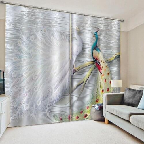 Customized size Luxury Blackout 3D Window Curtains For Living Room white feather curtains personality curtains