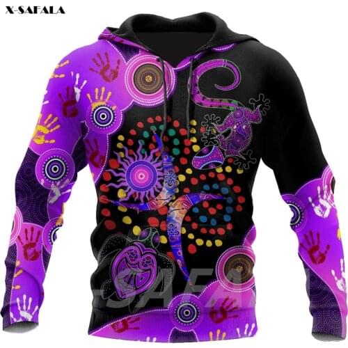 Aboriginal Naidoc Week Purple Turtle Lizard 3D Printed Hoodie Man Female Zipper Pullover Sweatshirt Hooded Jersey Tracksuits