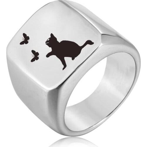 Ufine Fashion Square Ring Viking sign Titanium Steel Mens Ring Cast stainless steel symbol Rings jewelry R101