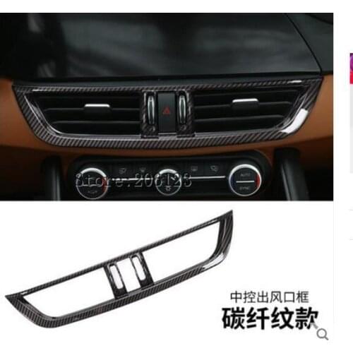 Carbon Fiber For Alfa Romeo Giulia 2017 2018 ABS Plastic Interior Center Console Air Conditioning Vent Frame Trim