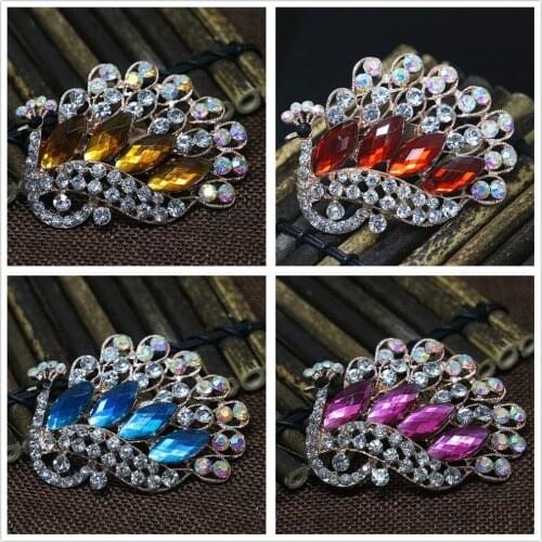 Delicate rose gold-color peacock charms brooches for women elegant clothes party ceremony pins jewelry R