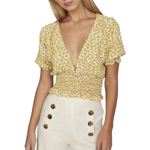 Women Summer Flower Print T-shirts V-Neck Short Sleeve Pullovers Female Holiday Casual Short Shirts Streetwear Top