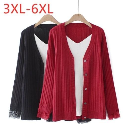 New 2021 Ladies Autumn Winter Plus Size Knit Shirt For Women Large Long Sleeve Slim Elastic Red Pullover Sweater 3XL 4XL 5XL 6XL