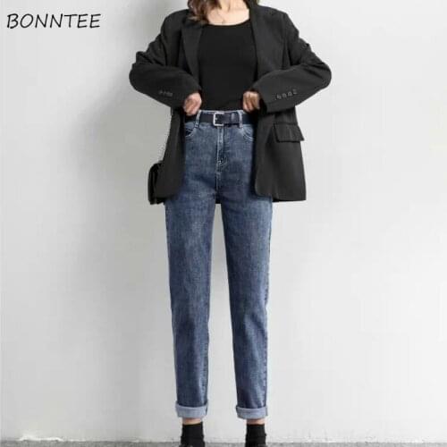 Women Jeans Winter Plus Velvet Thicker Harem High Waist Denim Vintage Loose Korean Style All-match Trousers Chic Fashion Ulzzang