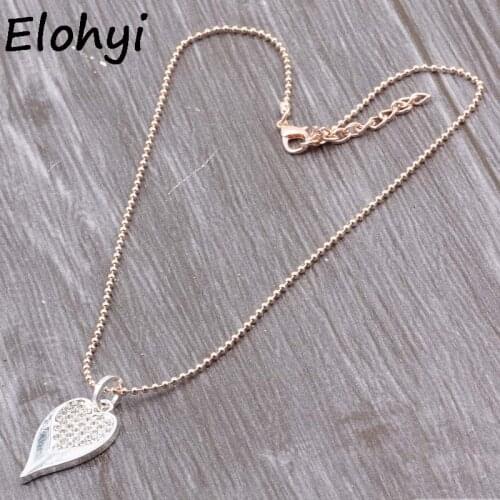 ELOYHI Women Design Heart Rhinestone Choker Necklaces Beads Chain Rose Gold Collar For Women Trendy Neckalce&Pendants Gift
