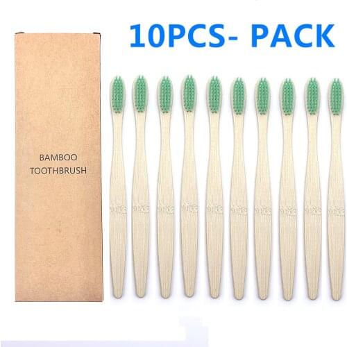 10 Pcs Natural mixed color bamboo toothbrush Eco Friendly Biodegradable wooden Tooth Brush Soft bristle oral care toothbrush