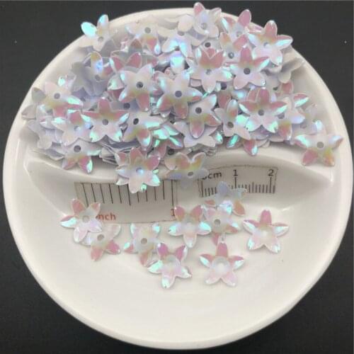 20g 13.5mm White Deep Flower Flat Loose Sequins Paillettes DIY For Sewing, Crafts ,Women Kids Diy Garment Accessories Wholesale