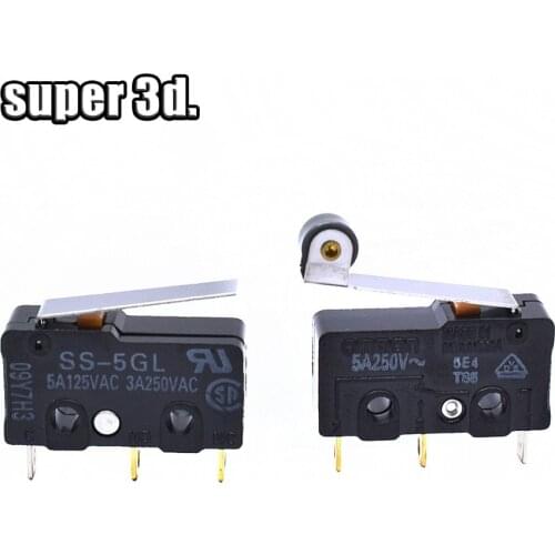 5pcs 3D Printer Ultimaker Limit Micro Switch OMRON SS-5GL/SS-5GL-2 5A 125V 1.47N Mouse Button Fretting Part Copper Accessories