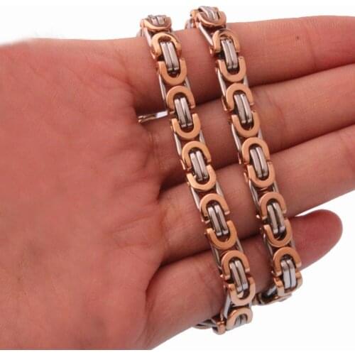 6/8/11MM New Arrive 316L Stainless Steel Silver Color&Rose Gold Flat Byzantine Chain 7-40" Women Men Necklace Or Bracelet Charms