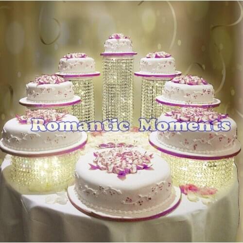Free shipping Small Size 7pcs Wedding Birthday Banquet Centerpiece Cake Holders Acrylic Cake Display Luxury Wedding Decoration