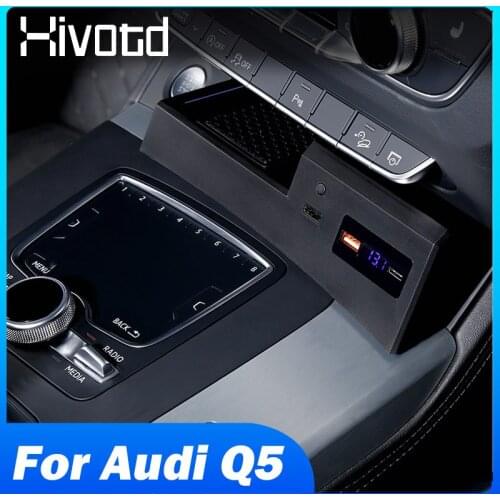 Hivotd Wireless Charger 15W Fast Phone Charging Board Holder Plate Pad Interior Car Refit Accessories For Audi Q5 2019 2020 2021