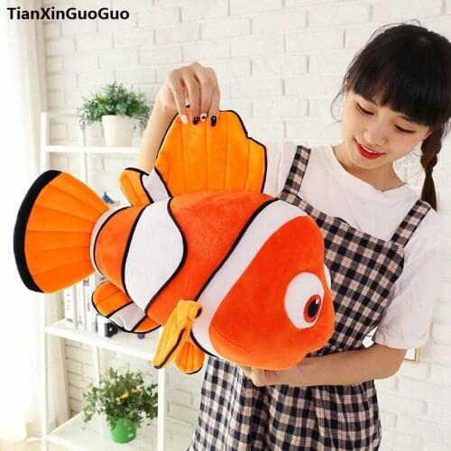 Large 55cm orange clown fish plush toy,soft doll throw pillow birthday gift h2023