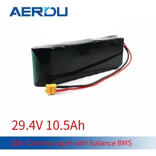AERDU 25.9V 7S4P 10.5Ah High Capacity 20A Common Port with Balance BMS for Electric Scooters Motorcycle 18650 Liion Battery Pack