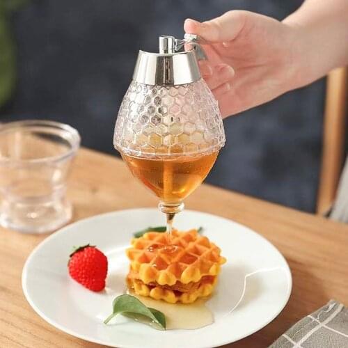 Squeeze Bottle Honey Jar Container Bee Drip Dispenser Kettle Storage Pot Stand Holder Juice Syrup Cup Home Kitchen Accessories