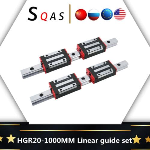 Fast deliver CNC square guide linear rail 2 PCS 1000mm HGR15 linear guide +4 PCS HGH15CA / HGW15CC carriage slides block for CNC