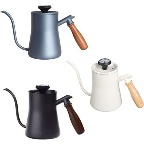 Pour Over Coffee Dripper Kettle Gooseneck Stainless Steel Tea Pot with Wooden Handle, 550ml Capacity
