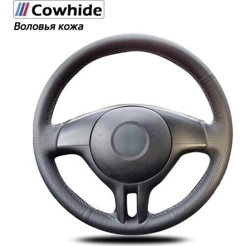 Handsewing Black Genuine Leather Steering Wheel Covers for BMW E39 E46 325i E53 X5