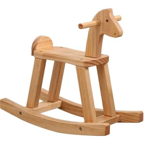 TT Childrens Rocking Horse Solid Wood Trojan Childrens Toys Wooden Adults Can Sit One-Year-Old Baby