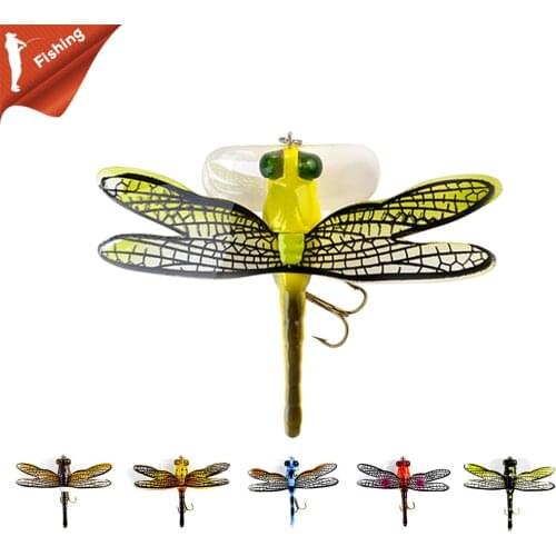 Fishing Bait Lure Hook Weight 6g Length 75mm Life-like Dragonfly Floating Fly Fishing Flies Hairy Hook Insect Lure