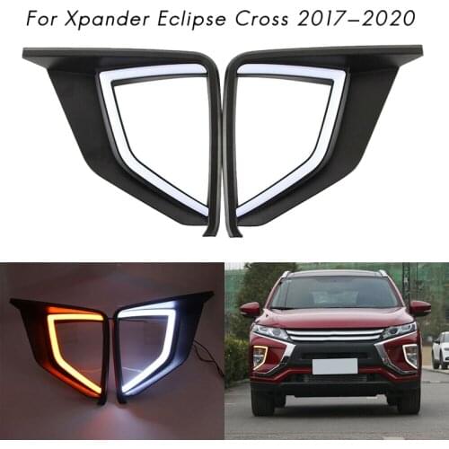 For Mitsubishi Xpander Eclipse Cross 2017-2020 LED DRL Daytime Running Light with Turn Signal Fog Lights Driving Lamp